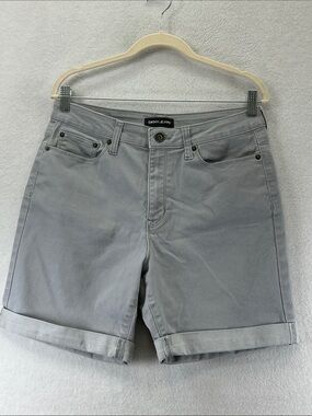 DKNY Women’s Light Gray Mid-Rise Casual  Cuffed Shorts Sz 10